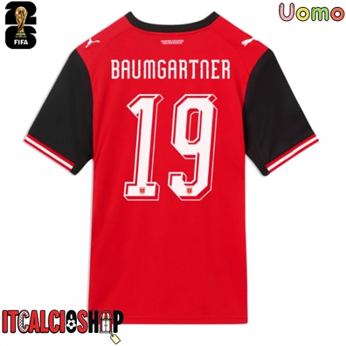 Austria Christoph Baumgartner #19 Prima Maglia Mondiali 2026 Manica Corta